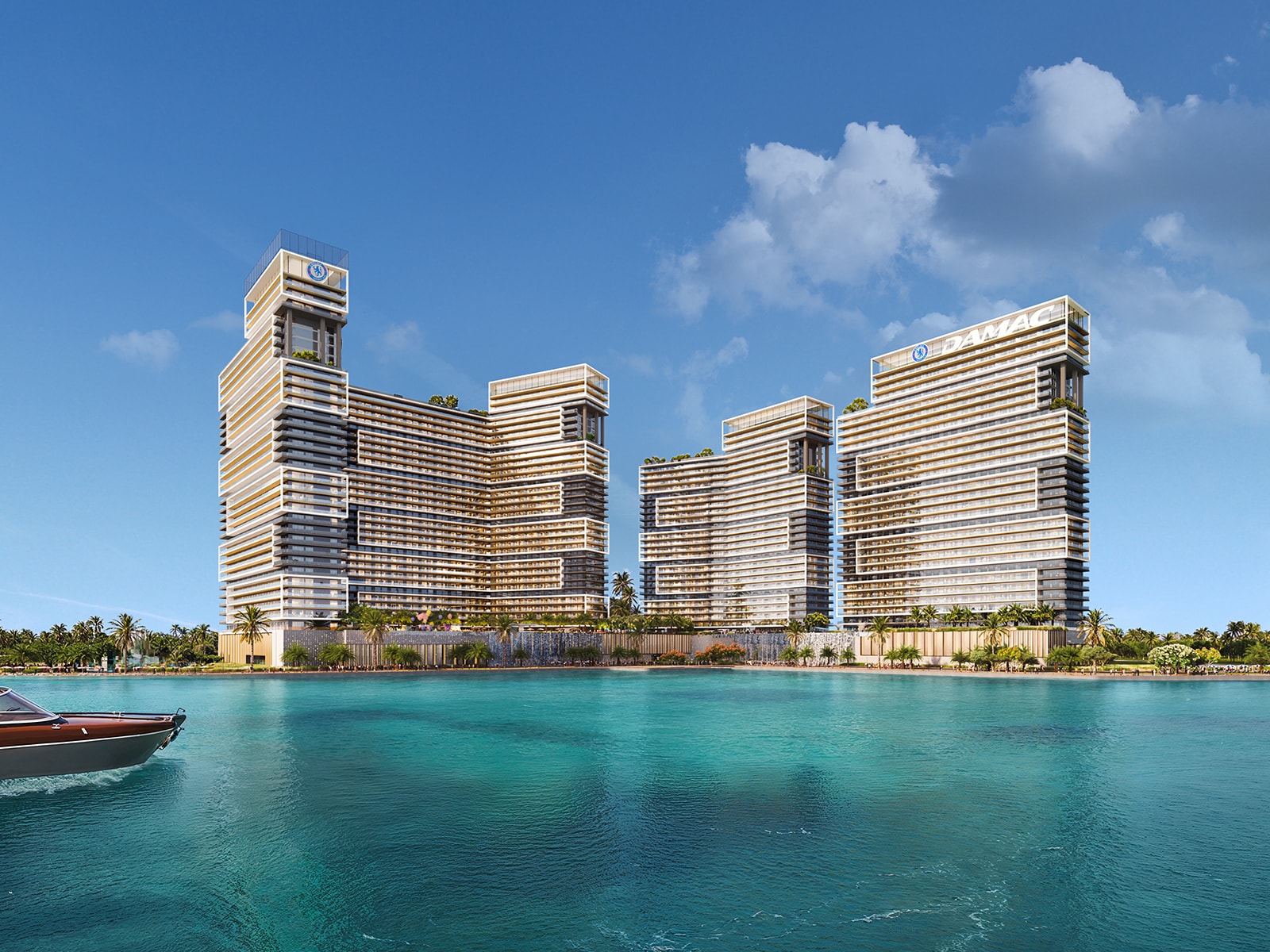 Architectural rendering of Chelsea Residences by DAMAC on the Dubai Maritime City waterfront