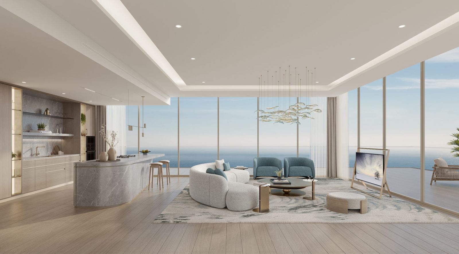Residence living room with sea view