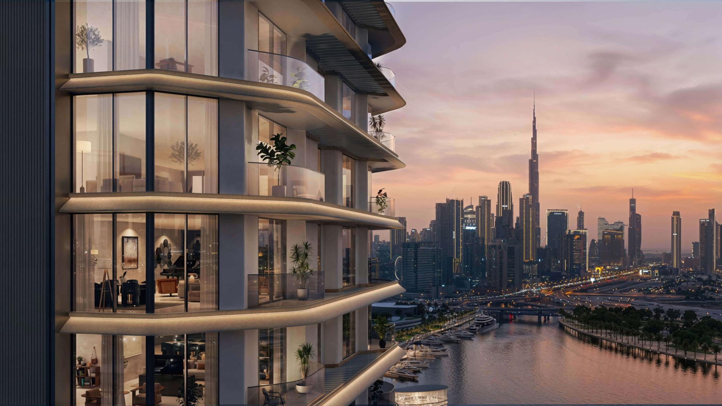 Dubai residential towers against the Downtown skyline
