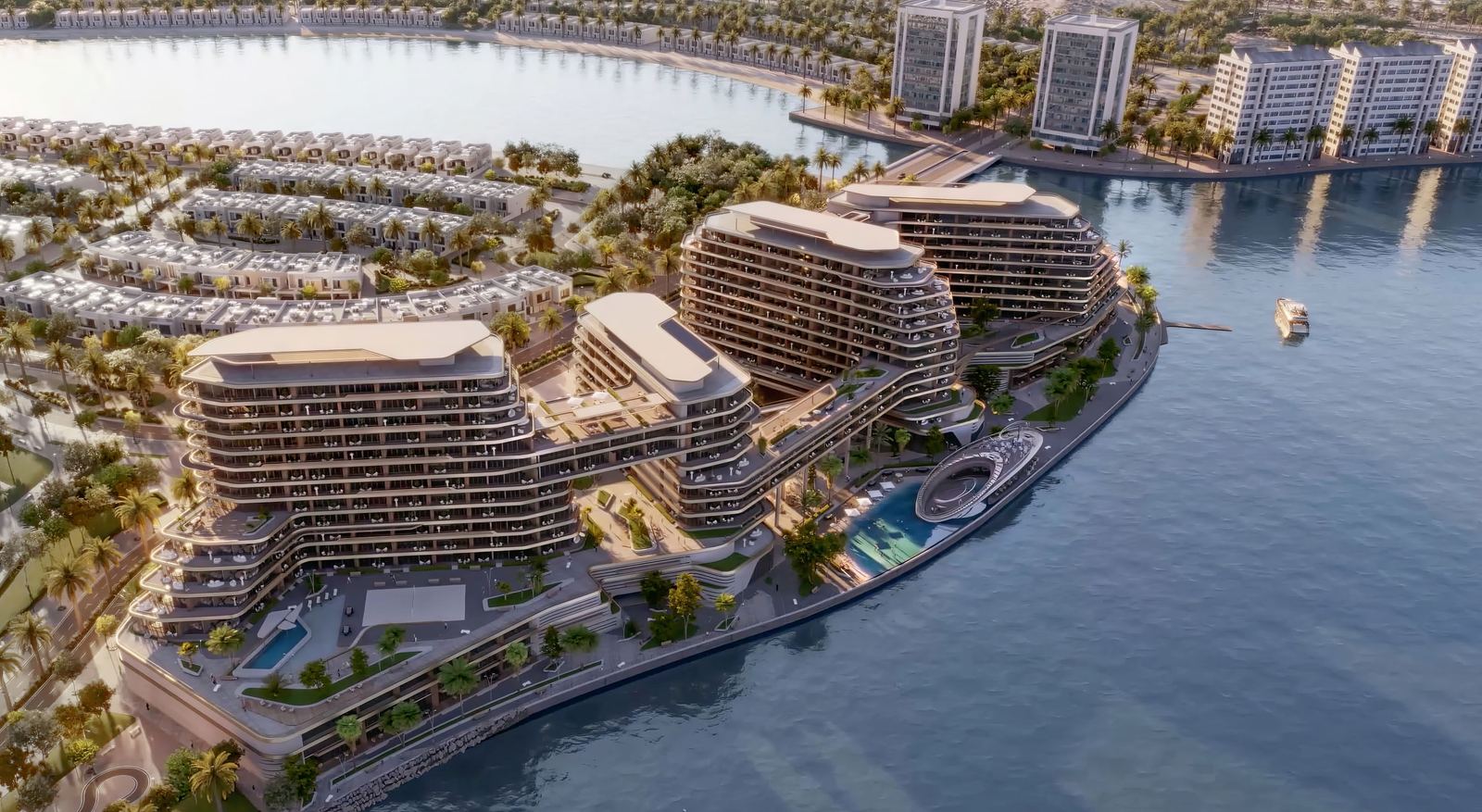 Aerial view of Al Marjan Island waterfront development, Ras Al Khaimah
