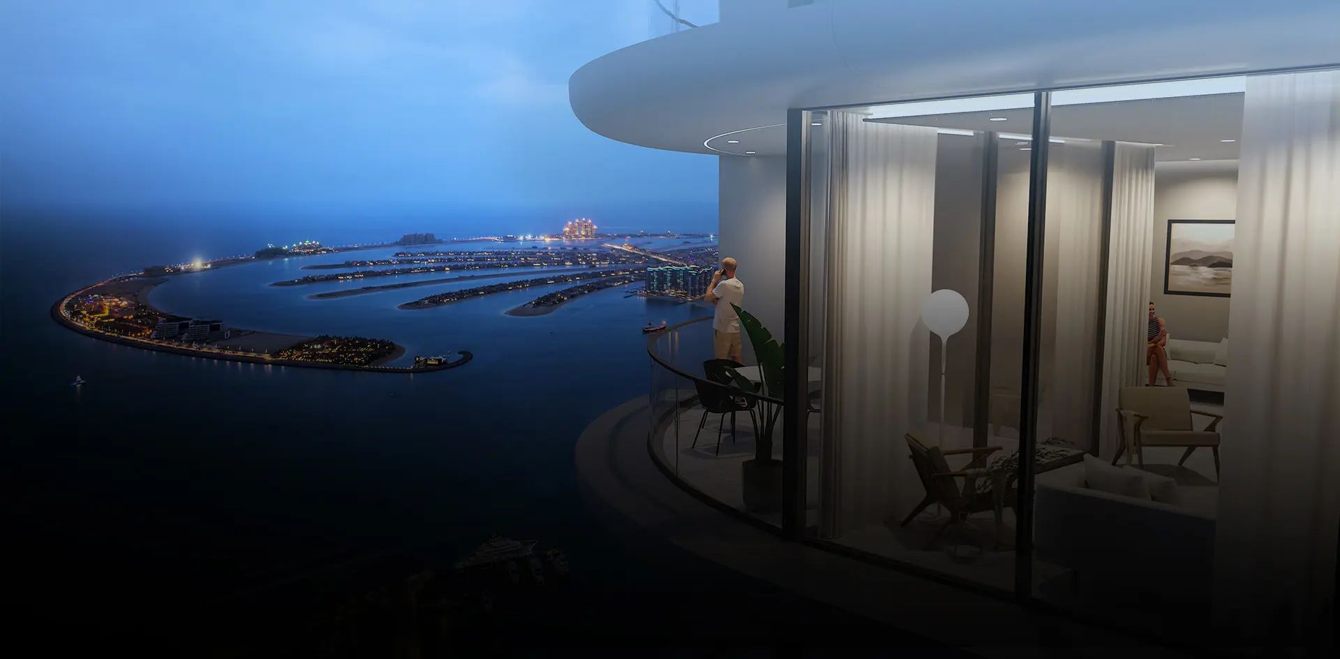 SeaHaven Sky Edition penthouse outlook over Palm Jumeirah, Dubai